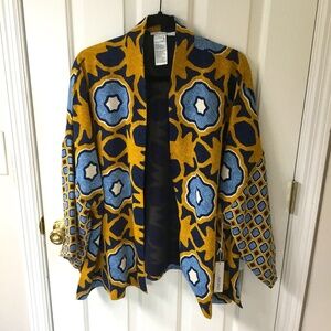 Chico’s Kimono Jacket, NWT, SZ  L/XL, Blue&Gold